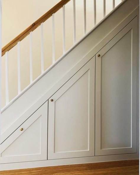 Understairs Storage Doors, Simple Under Stairs Storage, Under Stairs Cupboard Panelling, Under Stairs Storage Door Ideas, Small Storage Under Stairs, Under The Stair Cupboard Ideas, Understairs Cupboard Door, Shoe Cupboard Under Stairs, Under Stair Pull Out Storage