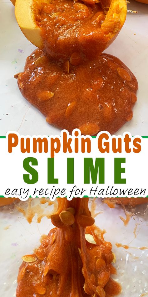 Pumpkin Guts Activity, Halloween Sensory Play, Pumpkin Slime, Pumpkin Guts, Halloween Sensory, Recipe For Kids, Slime Recipe, Halloween Activities, Sensory Play