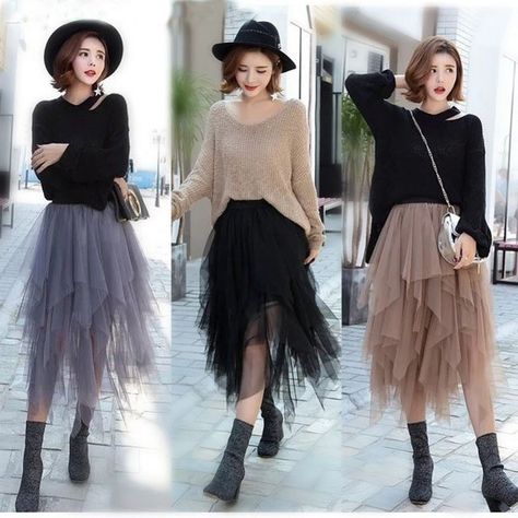 Tulle Skirt Outfits Casual, Tutu Skirt Outfit, Royal Blue Outfits, Tulle Skirts Outfit, Tutu Skirt Women, Tule Rok, Stile Casual Chic, Tulle Skirt Black, Pencil Skirt Outfits