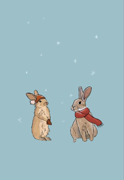 Winter bunnies wallpaper Fall Bunny Wallpaper, Bunny Christmas Wallpaper, Christmas Bunny Wallpaper, Bunny Ideas, Rabbit Wallpaper, Christmas Bunny, Bunny Drawing, Bunny Wallpaper, Drawing Wallpaper