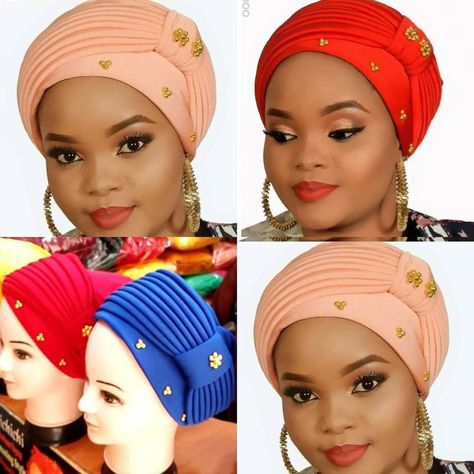 Beautiful Turban Caps, Diy Hair Fascinator, Turban Headband Tutorial, African Head Scarf, Headwrap Hairstyles, Headwear Fashion, African Turban, Turban Tutorial, Estilo Hijab