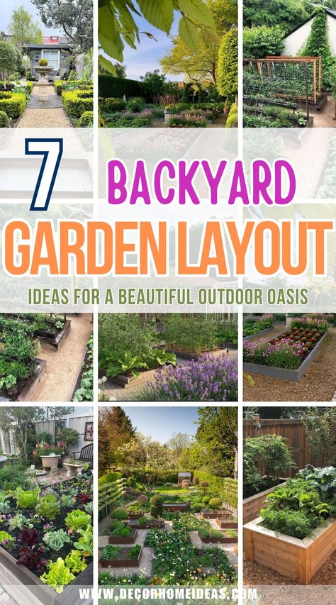 7 best backyard garden layout ideas designs Backyard Garden Designs, Perfect Garden Layout, Homestead Garden Layout, Flower Garden Layouts, Garden Planning Layout, Inground Pool Landscaping, Garden Layout Ideas, Fire Pit Landscaping, Backyard Garden Layout