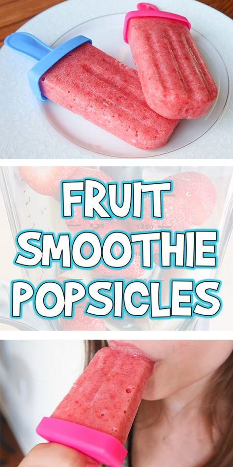 Fruit Smoothie Popsicles | Woo! Jr. Kids Activities Smoothie Popsicles Recipes, Home Made Popsicles Healthy, Homemade Popsicle Recipes, Family In The Kitchen, Popsicle Recipe For Kids, Fruit Popsicle Recipes, Homemade Fruit Popsicles, Frozen Yogurt Popsicles, Summertime Food