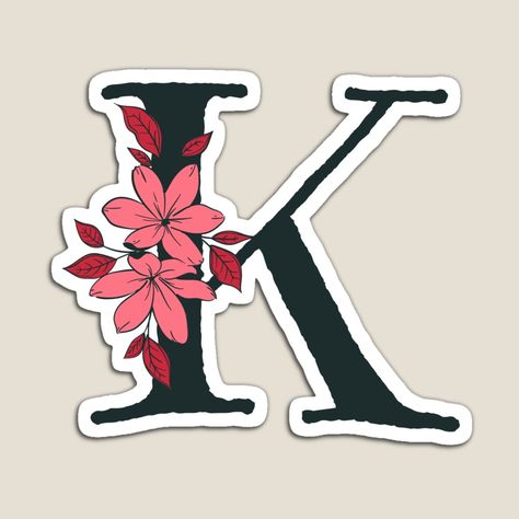 Get my art printed on awesome products. Support me at Redbubble #RBandME: https://www.redbubble.com/i/magnet/Pink-floral-K-monogram-by-anitastrifler/121013567.TBCTK?asc=u Clipboard Art, K Monogram, The Letter K, Letter Design, Letter K, Floral Letters, Name Day, Clipboard, Lettering Design