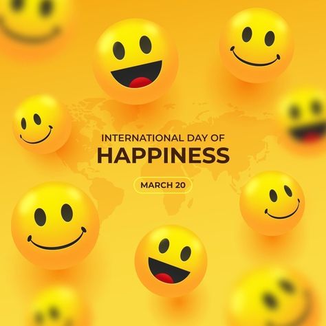 Realistic international day of happiness... | Premium Vector #Freepik #vector #smile #emoji #happy #joy Happiness Illustration, Emoji Happy, Happiness Day, Day Of Happiness, Smile Emoji, Smile Day, Animated Stories, International Days, International Day Of Happiness