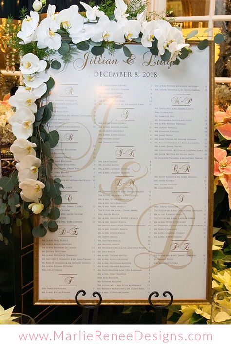 Ivory And Gold Wedding Reception, Seating Chart Frame, Wedding Reception Seating Chart, Ivory And Gold Wedding, Formal Wedding Reception, Reception Seating Chart, Gold Wedding Reception, Wedding Reception Seating, Elegant Wedding Inspiration