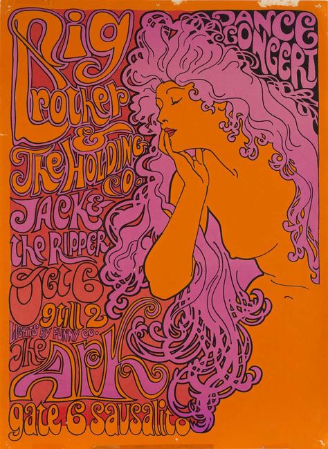 Hippie Posters, Vintage Concert Posters, Psychadelic Art, Art Nouveau Poster, The Ark, Concert Poster, Retro Wall Decor, Rock Posters, Janis Joplin