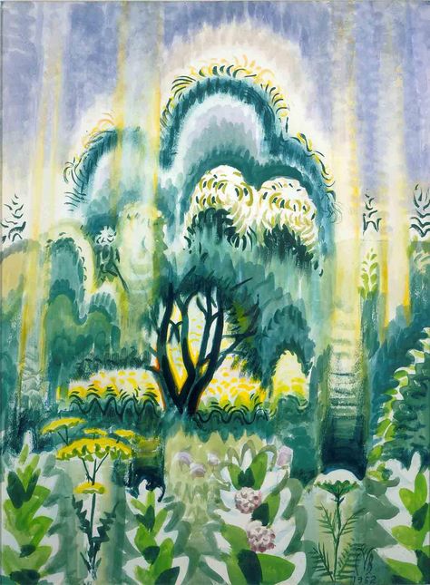 ‘July Sunlight Pouring Down,’ 1952. Charles Burchfield, Modern Art Movements, Edward Hopper, Art Et Illustration, Modern Artists, Art Movement, Art Center, Tree Painting, American Artists