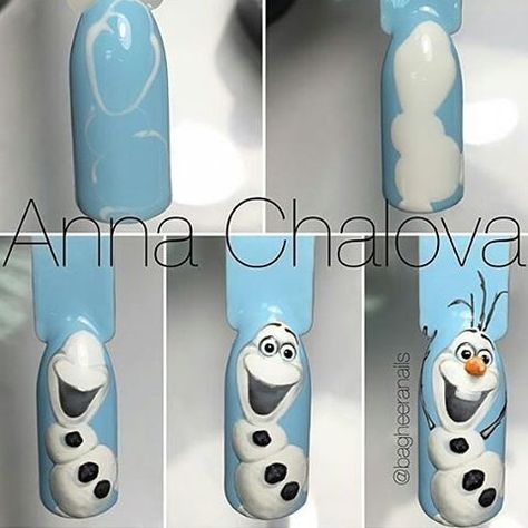 Nails Snowman, Olaf Nails, Nails Design Christmas, Frozen Nails, Unghie Nail Art, Nail Art Gel, Nagel Tips, Nail Art Disney, Super Nails