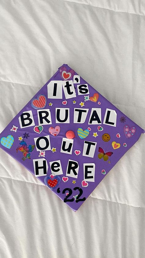 Brutal Out Here, Sour Album, Grad Cap, Graduation Cap, Olivia Rodrigo, Instagram Video, The Song, Playing Cards, Enamel Pins