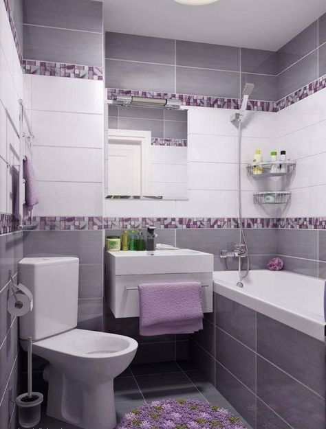 Bathroom Ideas Purple, Purple Bathroom Ideas, Pattern To Draw, Bathroom Ideas For Small Spaces, Small Bathroom Decorating Ideas, Drømme Bad, Small Bathroom Decorating, Mint Bathroom, Trendy Bathroom Tiles