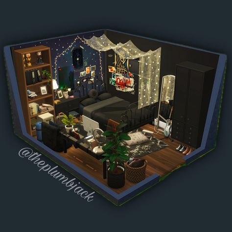 Sims 4 Game Room Ideas, Sims 4 Attic Bedroom, Sims Teenage Bedroom, Sims 4 Emo Bedroom, Sims 4 Grunge Bedroom, Sims 4 Inspiration Rooms, Sims 4 Teen Bedroom Ideas, Sims 4 Teen Boy Room, Sims Teen Room