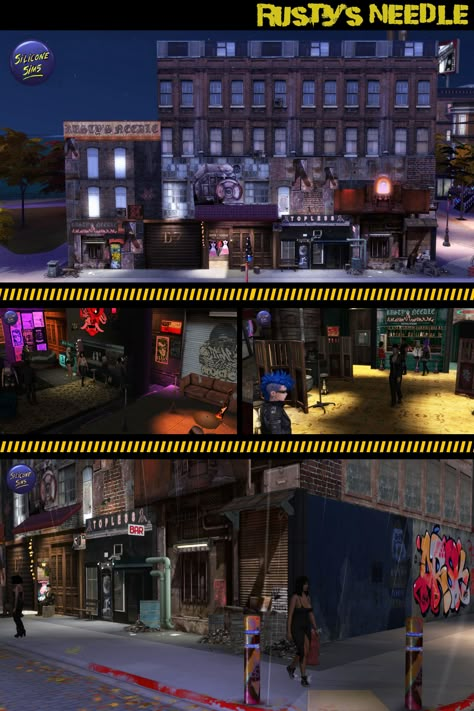 Sims 4 Dive Bar, Nightclub Cc Sims 4, Sims 4 Street Decor Cc, Sims 4 Cyberpunk Build, Sims 4 Gallery Id, Sims 4 Skateboard, Sims 4 Graffiti Cc, Sims Nightclub, Sims 4 Bar Ideas