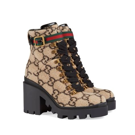 You Are Looking At An Authentic Gucci Wool Combat Boots With Its Iconic Gg Monogram At A Great Deal. $1,290+Tax In Stores. A Must-Have Gucci Boots That Definitely Turn Heads! Super Trendy And Classic. Don't Miss Out!! Size: Gucci 36.5 (Womens) Condition: Brand New, No Flaws To Note Dust Bag: Yes Original Box: Yes Inclusions: Extra Shoes Laces, Removable Red & Green Web Ankle Strap Gucci Boots, Luxury Boots, Gg Monogram, Gucci Monogram, Buy Gucci, Popular Brands, Gucci Shoes, Ladies Fashion, Fashion Luxury