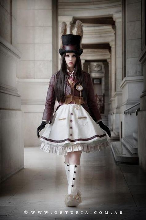 Alice Madness Returns_Late but lucky by florrrr on DeviantArt Salem Costumes, March Hare Costume, Steampunk Alice In Wonderland, White Rabbit Costumes, King Neptune, Wonderland Cosplay, Alice In Wonderland Outfit, Alice In Wonderland Rabbit, American Mcgee’s Alice