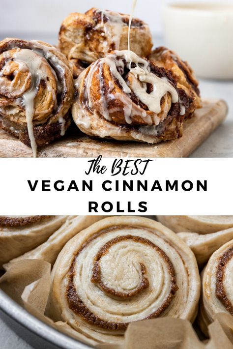 Cinnamon Rolls Sourdough, Best Vegan Cinnamon Rolls, Best Vegan Breakfast, Breakfast Hotel, Sourdough Cinnamon Rolls, Vegan Cinnamon Rolls, Vegan Baking Recipes, Vegan Bakery, Vanilla Icing