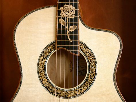 Acoustic Guitar Art, Electric Guitar Art, Acoustic Guitar Chords, Guitar Artwork, Guitar Inlay, Guitar Designs, Acoustic Guitar Case, Luthier Guitar, Hammered Dulcimer