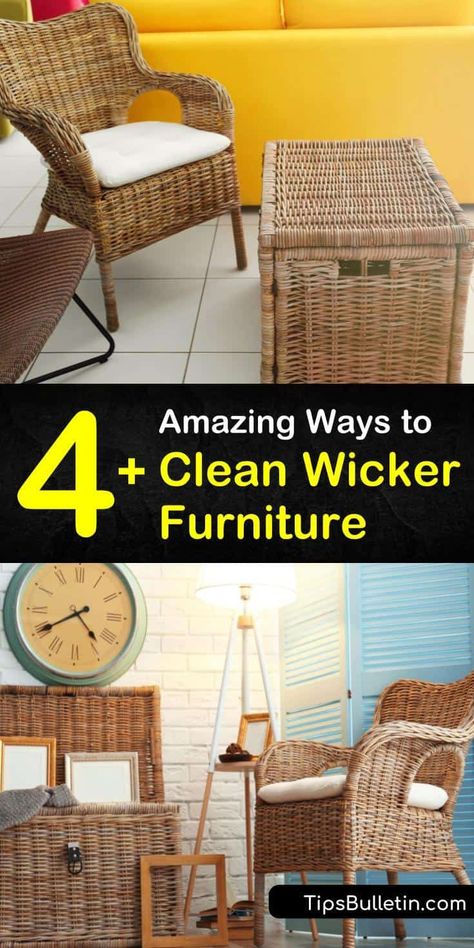 Vacuuming your natural wicker outdoor furniture with a brush attachment is just the first step. We show you how to clean wicker furniture with a toothbrush using just warm water and dish soap. #outdoorwickerfurniture #cleaningwickerfurniture #howtocleanwicker Clean Outdoor Furniture, Clean Furniture, Wicker Furniture Makeover, Wicker Outdoor Furniture, Painting Wicker Furniture, Wicker Dresser, Old Wicker, Antique Wicker, Wicker Shelf