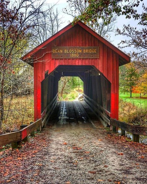 Nashville Indiana, Old Bridges, Cross River, Wooden Bridge, Old Farm Houses, Covered Bridge, Autumn Scenes, Glass Pattern, Autumn Scenery