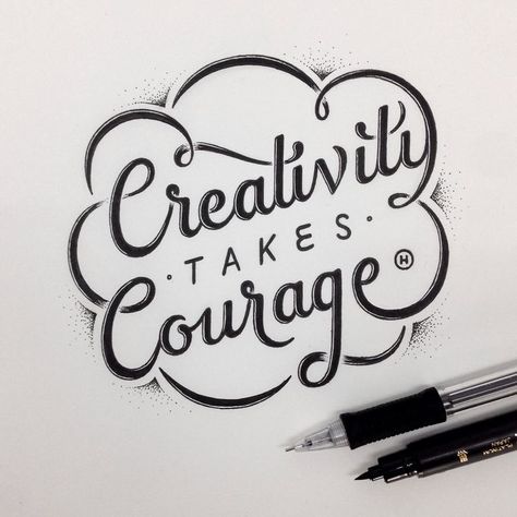 Creativity take courage typography ©️️️️Anthony Hos Typography Projects, Creativity Takes Courage, Geek Gifts For Him, Inspiration Typographie, Bday Gifts For Him, Cursive Lettering, Calligraphy Inspiration, Creative Typography Design, Handmade Gifts For Him