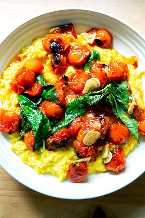 Fresh Corn Polenta, Corn Polenta, Blistered Tomatoes, Cook Corn, Sauteed Greens, Polenta Recipes, Box Grater, Braised Short Ribs, Fall Dinner Recipes