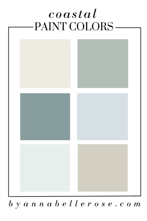 THE BEST COASTAL PAINT COLORS THAT WILL LOOK AMAZING IN ANY ROOM IN YOUR HOUSE Best Coastal Paint Colors, Coastal Dining Room Table, Coastal Paint Palette, Beach House Office, Coastal House Decor, Beachy Kitchens, Coastal Light Fixtures, House With Land, Coastal Paint Colors