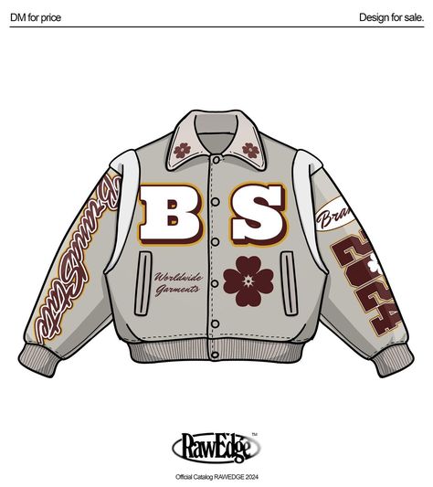 Varsity Jacket Template, Jacket Template, Clothing Branding Design, Varsity Jacket Design, Graphic Design Clothing, Varsity Jacket Outfit, Clothing Logo Design, Clothing Templates, Apparel Design Inspiration