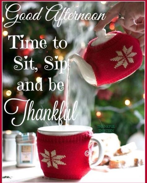 Time to sit, sip and be thankful Afternoon Pictures, Have A Nice Afternoon, Quotes Winter, December Quotes, Good Afternoon Quotes, Afternoon Quotes, Evening Greetings, Afternoon Delight, Good Morning Good Night