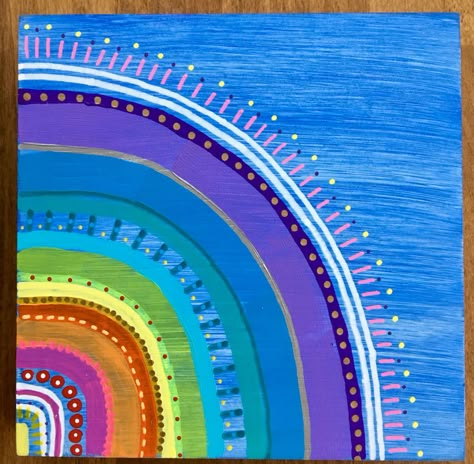 How To Paint A Boho Rainbow, Paintings Of Rainbows, Rainbow Art Ideas, Pride Canvas Painting, Rainbow Art Projects For Kids, Rainbow Painting Canvases, Rainbow Art Aesthetic, Kids Watercolor Painting Ideas, Rainbow Painting For Kids