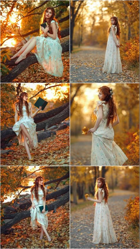 Best Photo Shoot Ideas, Fall Leaf Photoshoot, Photo Pose Inspiration, Photoshots Idea Girl, Sweet 16 Fall Photoshoot Ideas, Fall Fairy Photoshoot, Photoshoot Outside Poses, Fall Outdoor Photoshoot Ideas, Autumn Poses Photography