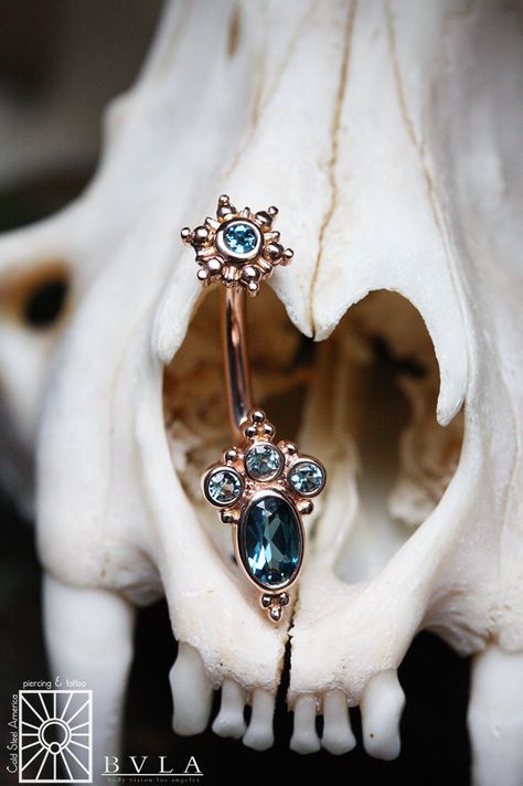 This custom piece from Body Vision Los Angeles is absolutely gorgeous! 14g (1.6mm) solid 14k Rose Gold J-curve featuring genuine AA London Blue Topaz and Aquamarine stones. Piercing And Tattoo, Body Vision Los Angeles, Sage Mode, Haight Ashbury, Piercing Inspo, Navel Jewelry, Body Piercings, Aquamarine Stone, Bling Rings