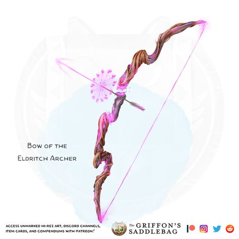 {The Griffon's Saddlebag} Bow of the Eldritch Archer | Weapon (shortbow) - TheGriffonsSaddlebag The Griffon's Saddlebag, Griffon's Saddlebag, Bow Art, D D Items, Dnd 5e Homebrew, Fantasy Props, Bow And Arrow, D&d Dungeons And Dragons, Dungeons And Dragons Homebrew