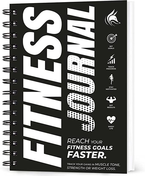 Clever Fox Fitness & Workout Journal/Planner Daily Exercise Log Book to Track Your Lifts, Cardio, Body Weight Tracker – Spiral–Bound, Laminated Cover, Thick Pages, A5 (Black and White) Daily Fitness Planner, Journal Workout, Workout Log Book, Exercise Log, Workout Journal, Planner Workout, Wellness Tracker, Weight Tracker, Workout Log