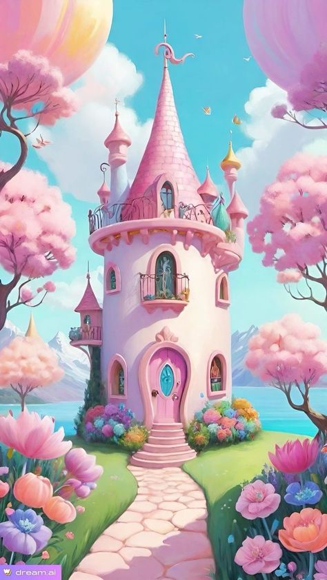 Princess Castle Background, Candy Castle, Candy Theme Birthday Party, Castle Background, Castle Painting, Write A Story, Pink Castle, Cute Backgrounds For Phones, Hidden Treasure