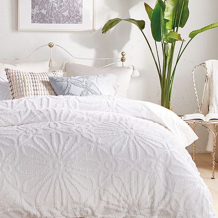 Refreshing your space just got easier. With intricate chenille tufted details this 100% cotton comforter set will charm you with its subtle medallion pattern. Playful ribbons on the sham add the final touch to send you into sweet dreams.# Pieces In Set: 3Included: 1 Comforter(s), 2 Standard Sham(s)Features: TexturedWarmth Factor: MidweightBed Size: Full-QueenFill Weight: 8 oz. of FillBedding Measurements: 92 Length/Inches, 88 Width/InchesBedding Fiber Content: 100% CottonBedding Filling Content: Coastal Room Decor, Medallion Bedding, Cotton Comforter Set, Coastal Room, Bed Comforter Sets, White Comforter, Medallion Pattern, Cotton Bedding Sets, King Comforter Sets