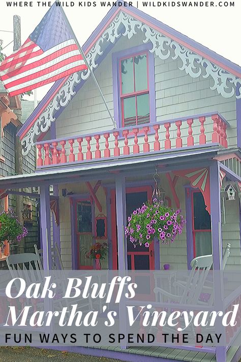 Whether you want to shop or sunbathe, snack or sing, Oak Bluffs has it! Come visit the cutest town on Martha's Vineyard! Fairy tale cottages are just the beginning! - Where the Wild Kids Wander - New England Travel | Family Travel | Travel with Kids | Vacation Ideas | Day Trip Ideas | Cape Cod Attainable Goals, Fall Foilage, Vineyard Vacation, Cape Cod Vacation, Oak Bluffs, East Coast Travel, Martha’s Vineyard, Travel America, Big Scary