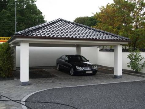 Valmcarport - Lito Byg Carport Makeover, Cantilever Carport, Car Porch Design, Building A Carport, Modern Carport, Garage Extension, Carport Patio, Car Porch, Car Shed