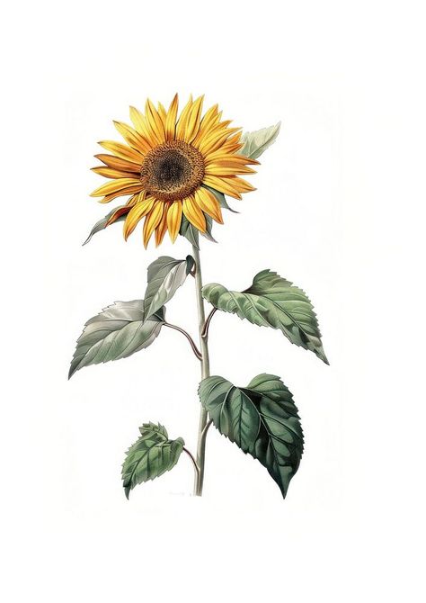 Vibrant sunflower botanical illustration | free image by rawpixel.com / Pitcha Benrohman Sunflower Botanical Illustration, Sunflower Growing, Wild Sunflower, Sunflower Illustration, Planting Sunflowers, Vintage Sunflower, Plant Illustration, Art Background, Botanical Illustration