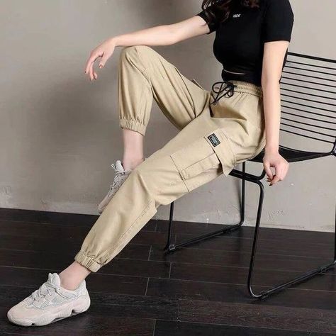 Harajuku Pants, Harem Pants Hip Hop, Pants Jogger, Style Sweatpants, Women Cargo Pants, Streetwear Mode, Streetwear Fashion Women, Women Cargos, Pants Casual