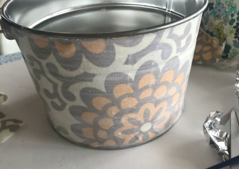 fabric covered buckets - My French Twist Tin Pails Ideas Buckets, Bucket Craft Ideas, Painted Easter Bucket, Plastic Pumpkins Bucket, Bucket Crafts, Windowsill Herb Garden, Easter Pail, Diy File Cabinet, No Sew Pillow Covers