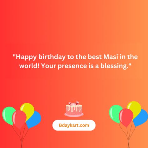 <p>Aunts hold a special place in our hearts. They offer guidance, love, and support, often stepping into roles beyond what is expected. Your Masi, or aunt, is no exception. When her birthday comes around, it’s the perfect time to show your appreciation and celebrate the love and bond you share. Here are 40 birthday wishes …</p> <p class="read-more"> <a class="" href="https://bdaykart.com/happy-birthday-masi/"> <span class="screen-reader-text">Happy Birthday Wishes for Masi | ... Happy Birthday Maheen, Masi Birthday Wish, Happy Birthday Wishes Bahi, Happy Birthday Masi Wishes Quotes, Happy Birthday Masi Wishes, Happy Birthday Masi, Advance Happy Birthday Wishes My Love, 40 Birthday Wishes, Happy Birthday Advance Wishes Love