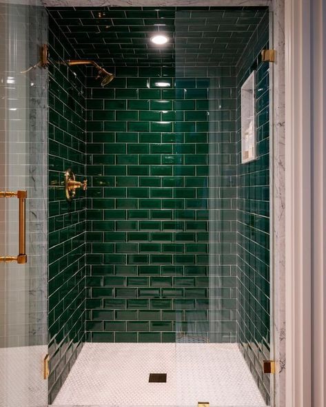 Emerald Green Bathroom, Dark Green Bathroom, Green Shower Tile, Dark Green Tile, Waterproof Wall Panels, Dark Green Bathrooms, Green Subway Tile, Green Tile Bathroom, Subway Tiles Bathroom