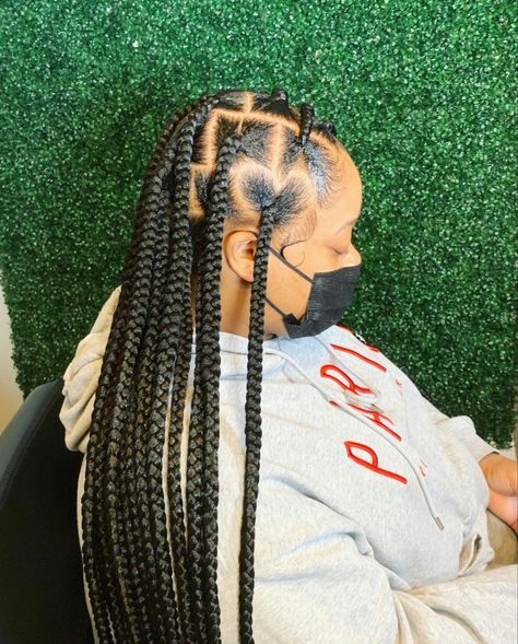 Knotless Box Braids With Heart, Box Braids With Heart, Large Knotless Box Braids, Braids With Heart, Large Braids, Large Knotless Braids, Large Knotless, Knotless Box Braids, Avocado Hair