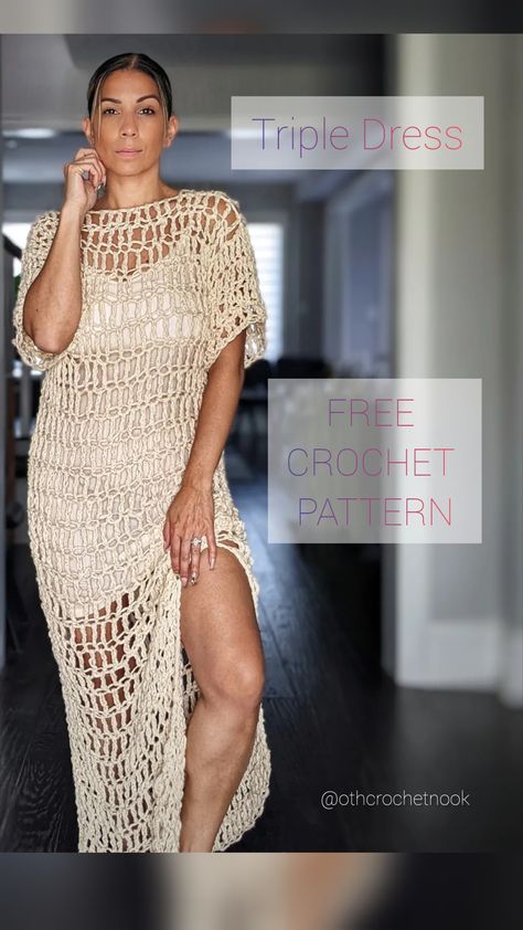 Crochet Beach Wear Pattern, Crochet Beach Dress Pattern, Summer Dress Patterns Free, Crochet Bathing Suit Cover, Crochet Beach Wear, Crochet Bathing Suits, Crochet Beach Dress, Crochet Summer Dresses, Beach Crochet