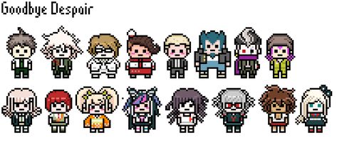 Danganronpa Pixel Sprites, Danganronpa Pixel Art, Game Sprites, Color Palette Challenge, Pixel Art Grid, Anime Pixel Art, Rpg Maker, Pixel Art Pattern, Danganronpa Characters