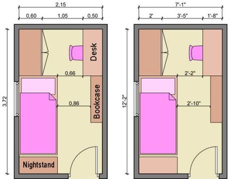 Kids Bedroom Layout, Kids Room Layout, Bedroom Planning, Narrow Room, Narrow Bedroom, Small Bedroom Inspiration, Bedroom Design Diy, Room Measurements, Small Bedroom Layout