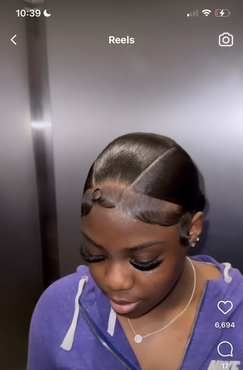 Low Bun With Pieces Out, Hair Styles 4c Short, V Part Slick Back Bun, Cream Hair Hairstyles, Natural Hair Styles 4c Short, V Part Bun, Middle Part Slick Back Bun, V Part Slick Back, V Part Ponytail