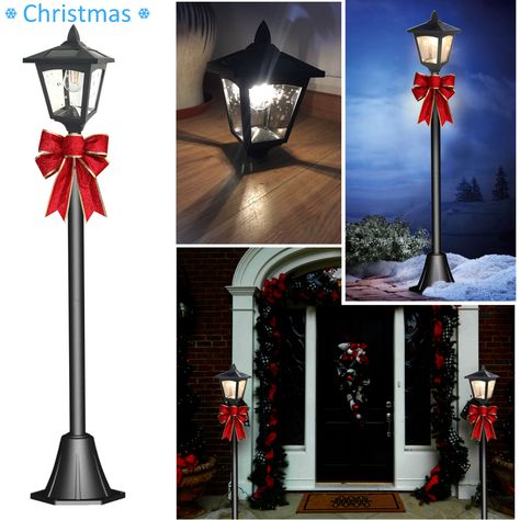 Christmas 42" Outdoor Solar Vintage Mini Street Lamp Post Light (Adjustable) (Pack 2) - Walmart.com Christmas Lamp Post Decorations, Christmas Light Pole, Pinterest Christmas Crafts, Christmas Lamp Post, Street Lamp Post, Solar Lamp Post, Solar Post Lights, Outdoor Solar Lamps, Solar Powered Lamp