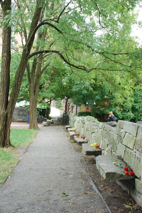 The Salem Witch Trial Memorial on Liberty Street. Trip To Maine, Salem Mass, Salem Witch Trials, Spooky Town, Leaf Peeping, Witch Trials, Salem Massachusetts, Old Cemeteries, Salem Witch