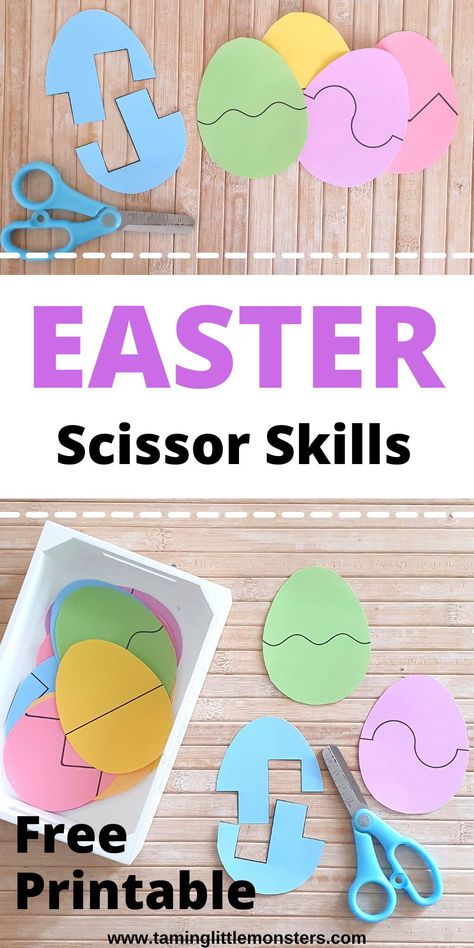 Easter Scissor Skills - Fine Motor Activity for Kids. Cut the easter eggs and develop fine motor skills. Perfect for toddlers and preschoolers. #easter #finemotor #freeprintable #toddler #preschool Ecfe Ideas, Easter Activities For Preschool, Easter Lessons, Easter Crafts Preschool, Fine Motor Activity, Fine Motor Activities For Kids, Easter Preschool, Easter Activities For Kids, Nursery Activities